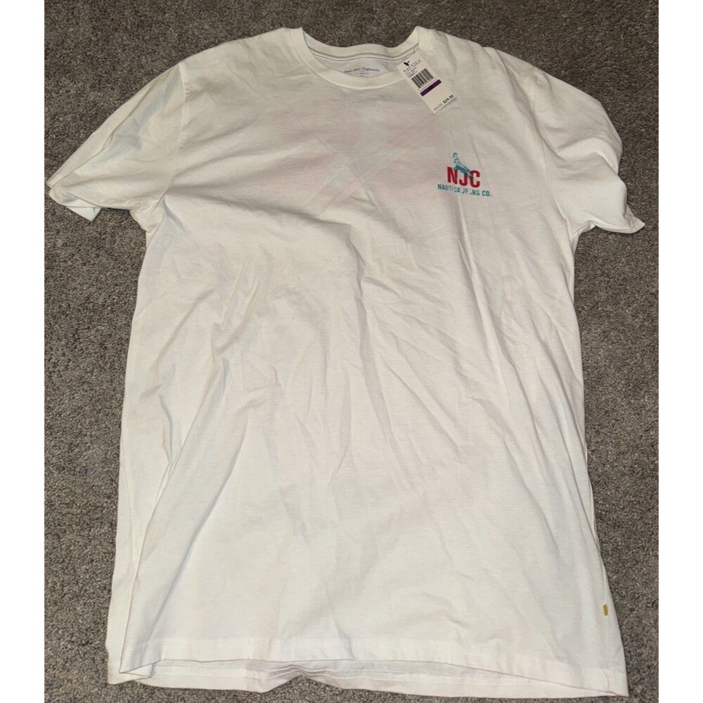 Nautica Jeans Company T-Shirt XXL Mermaid 99 Private Club Print Chest Logo White
